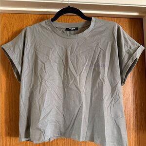 Balmain Gray Boxy Crop Short Sleeve T-Shirt